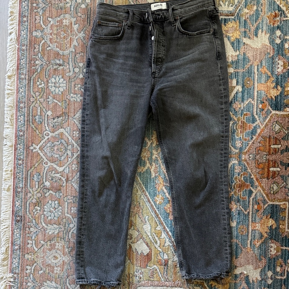 Agolde Riley Crop Denim - fades black